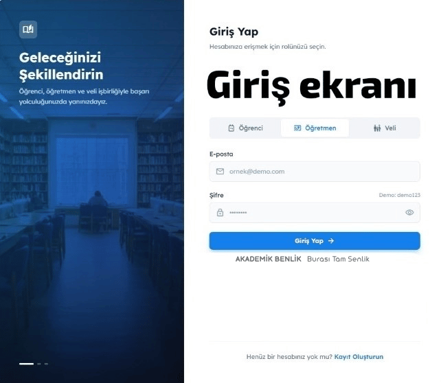 Online eğitim platformu paneli ekran görüntüsü